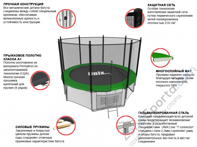 Батут Unix line 6 ft outside (Green)