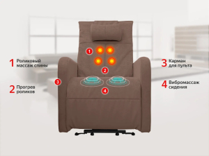 Массажное кресло реклайнер с подъемом Fujimo Lift Compact F3005 FLFK Терра (Sakura 20)